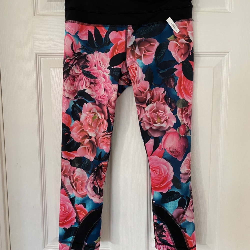 LULULEMON Run Inspire CROP Roses 🌹SECRET GARDEN Yoga Running Gym Sport Pants 4